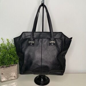 Coach Taylor Alexis Carryall F25941 Black Leather Tote Bag Silver Hardware